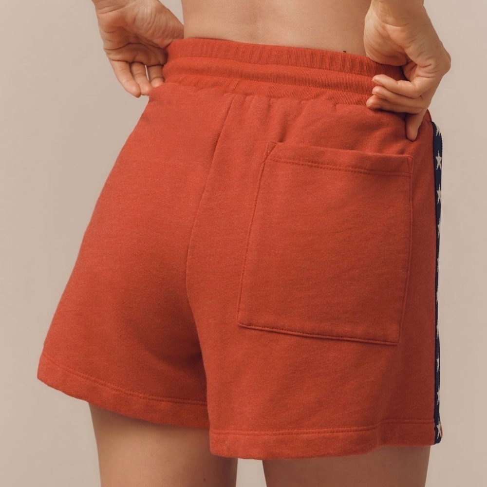 NWT new large fits medium Anthropologie sundry terry shorts red white blue stars - Picture 10 of 14